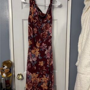 Vici Burgundy Floral Midi Dress